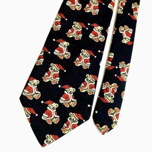 Teddy Bear Santa CHRISTMAS Men's Neck Tie Vintage USA - New